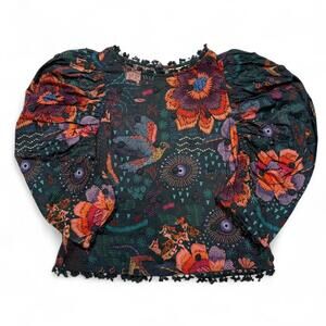 Farm Rio Women's Teal River Creatures Blouse Size XS